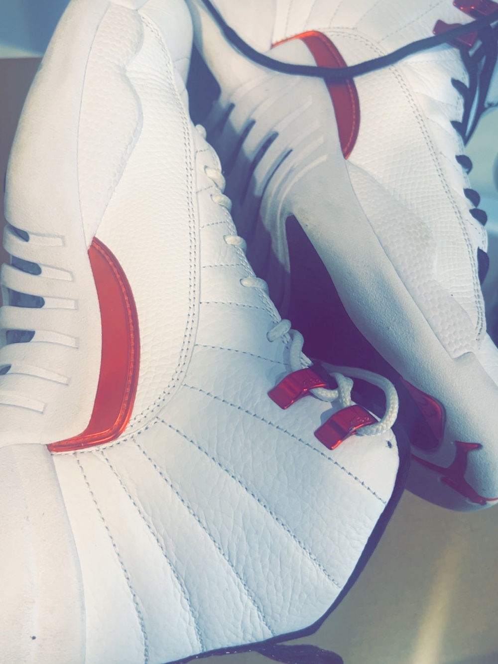 Men's White and Red Athletic Sneakers